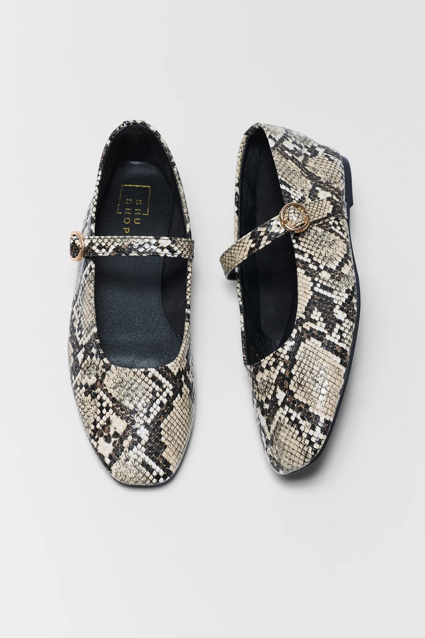 Annabelle Snake Print Faux Leather Flats | Avara