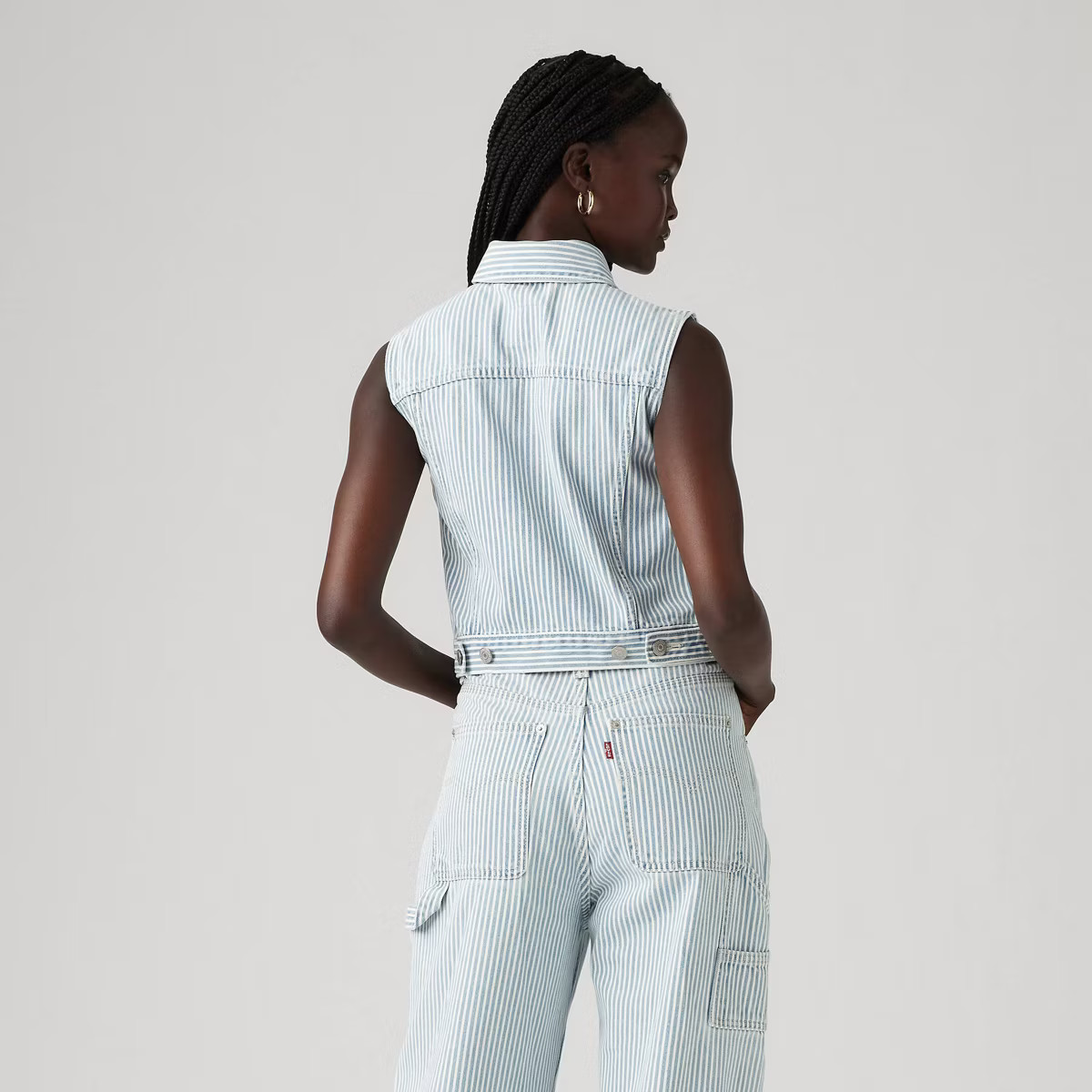 Levi's® Women's Vest - Handy Woman XL: Slim Fit Denim, Adjustable Waistband, Stripe Pattern | Target