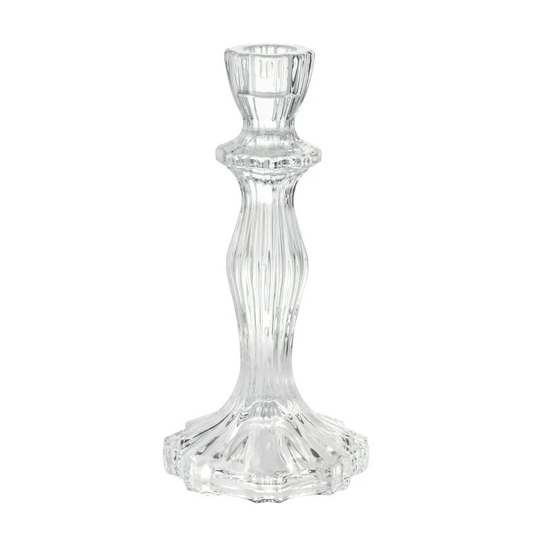 The Pioneer Woman 8” Decorative Clear Glass Taper Candle Holder, Large | Walmart (US)