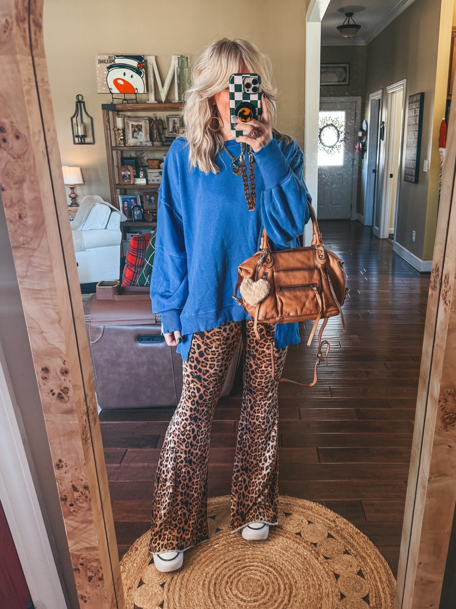 Blue and leopard are so good together! This pullover is one of my oversized favs! I linked some similar pants mine are older. Pullover - M
Pants - M
Converse - I size down 
✨Earrings & Necklace are @twistedsilver save with code MANDIE20

#LTKootd #LTKOver40 #LTKWorkwear
