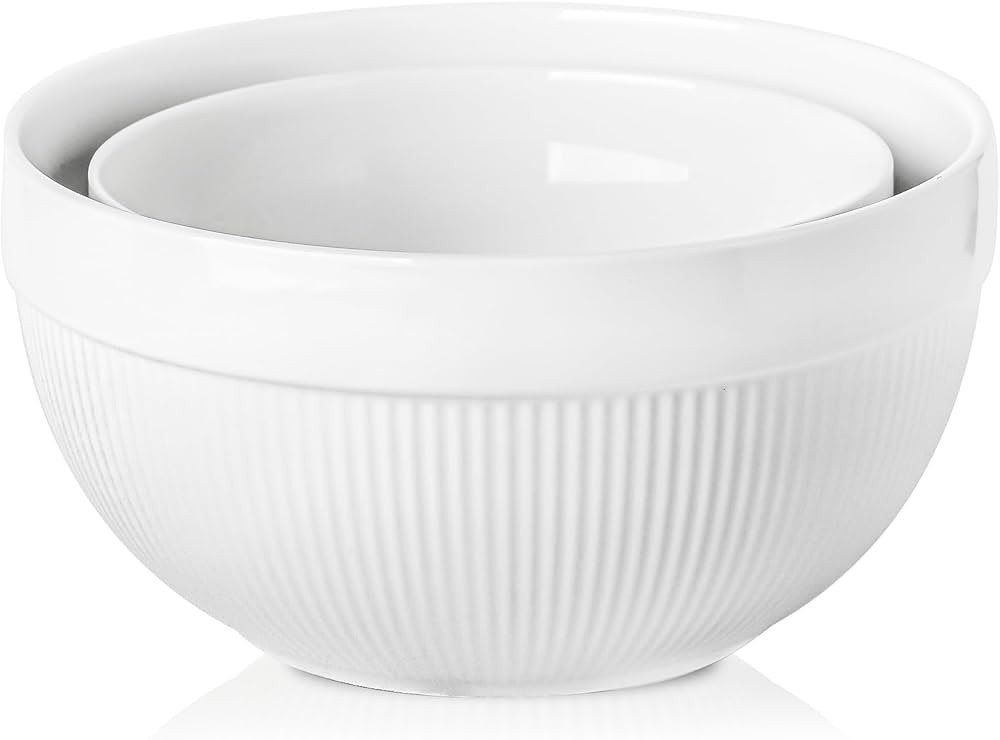 Ceramic Large Mixing Bowls for Kitchen, Set of 2 Big Serving Bowls for Cooking, Popcorn, Salad, S... | Amazon (US)