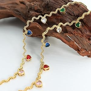 Womens Heart Shaped Gemstone Necklace for Women - Colorful Multi-Stone Pendant with Gold Chain - ... | Amazon (US)