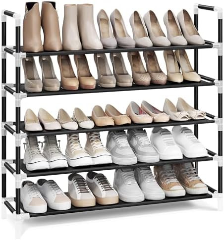 SONGMICS 5-Tier Shoe Rack, Shoe Storage for Hallway Closet, Slim and Space-Saving, Metal Frame, N... | Amazon (US)