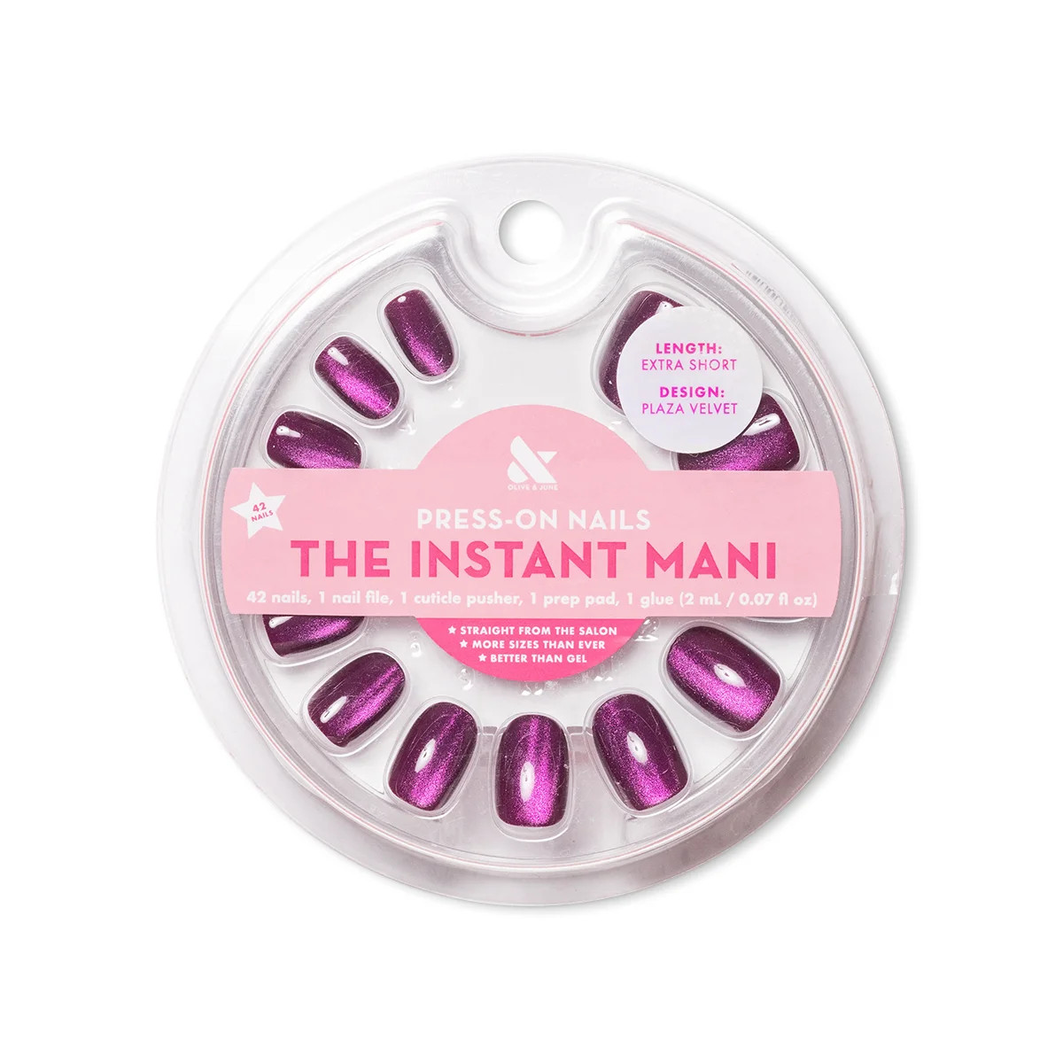 Olive & June Instant Mani Extra Short Round Press-on Nails, Purple, Velvet Plaza, 42 Pieces | Walmart (US)