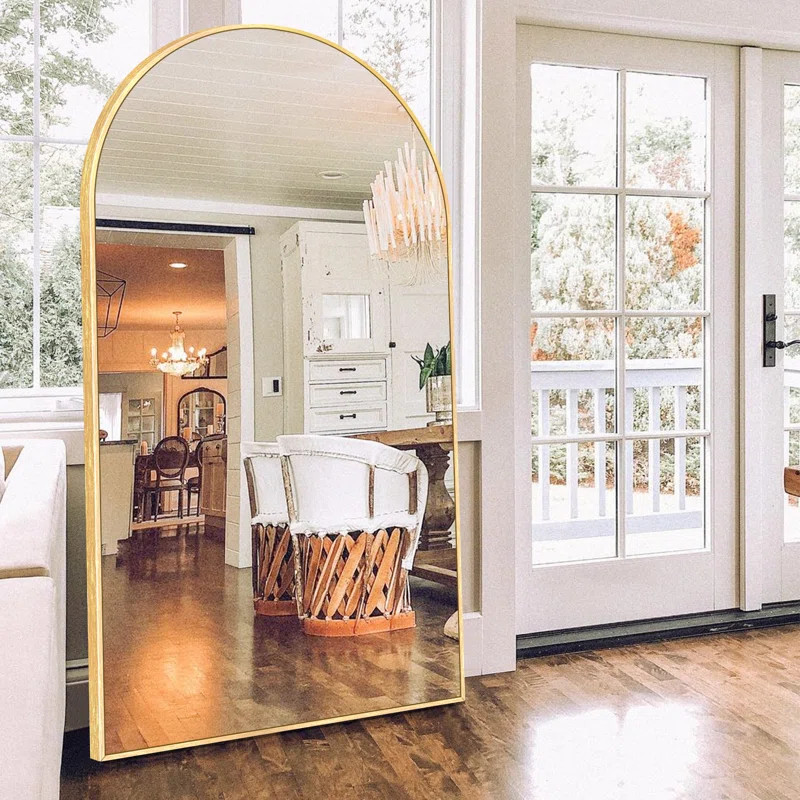 Malesha Modern Arched Full Length Metal Floor Mirror Standing Mirror | Wayfair North America