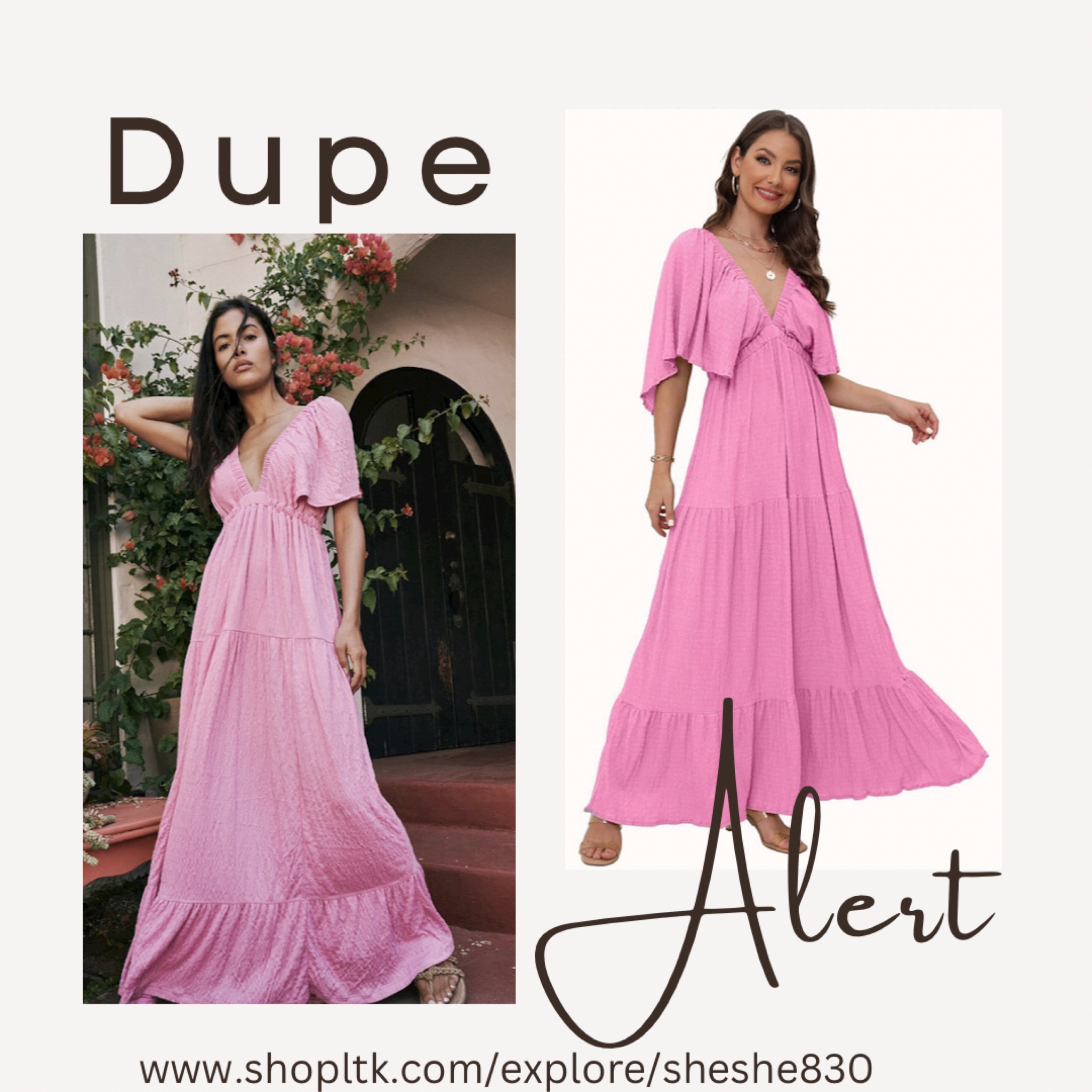 Two gorgeous pink maxi dresses that are nearly identical.
One is from Free People and is $98. The other is from Amazon and is under $40! Both have empire style waists and are an easy pull on style. Perfect for vacation or if there is a wedding you’ll be going to this spring.
Both of these dresses come in multiple colors 💛
Wedding guest dress, spring dress, dress, vacation dress, date night dresss

#LTKSeasonal #LTKfindsunder100 #LTKfindsunder50