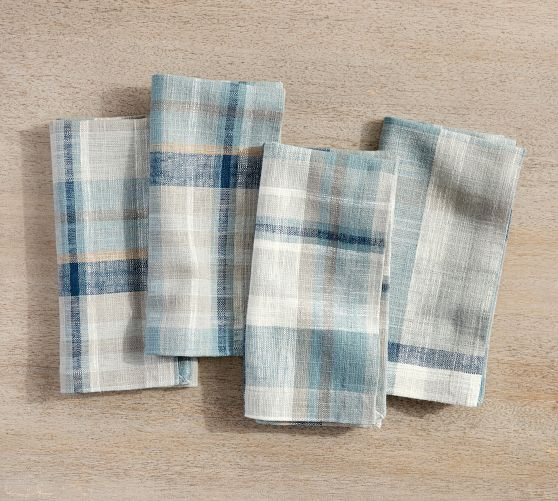 Montecito Plaid Cotton/Linen Napkins - Set of 4 | Pottery Barn (US)