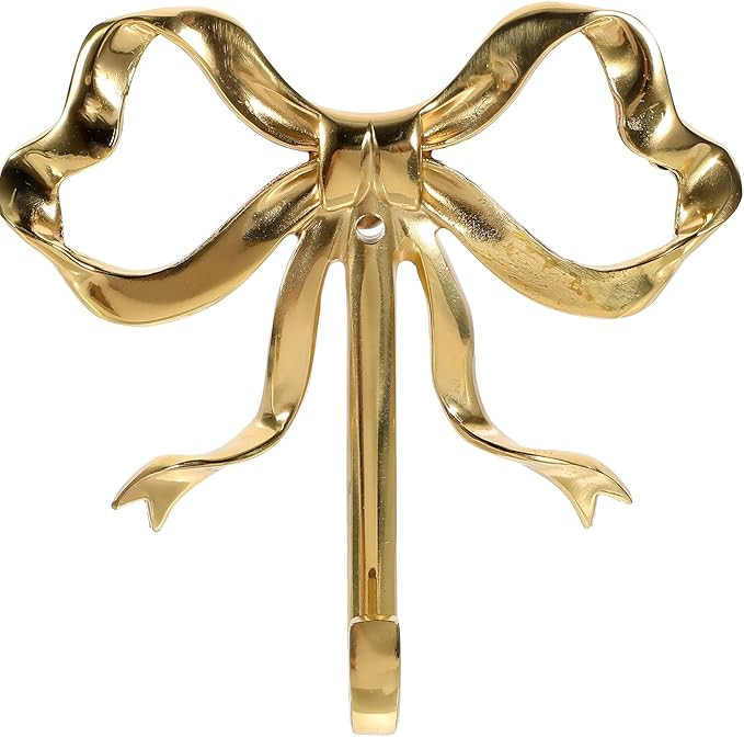 MAGICLULU Golden Bow Shape Hook Retro Bow Wall Hook Large Wall Mounted Bow Coat Hook for Home Kit... | Amazon (US)