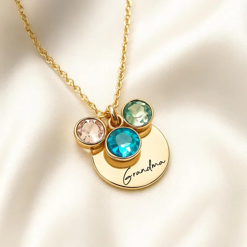 Personalized Gigi Necklace with Grandkids Birth Month Birthstones – Handmade Jewelry, Birthday ... | Etsy (US)