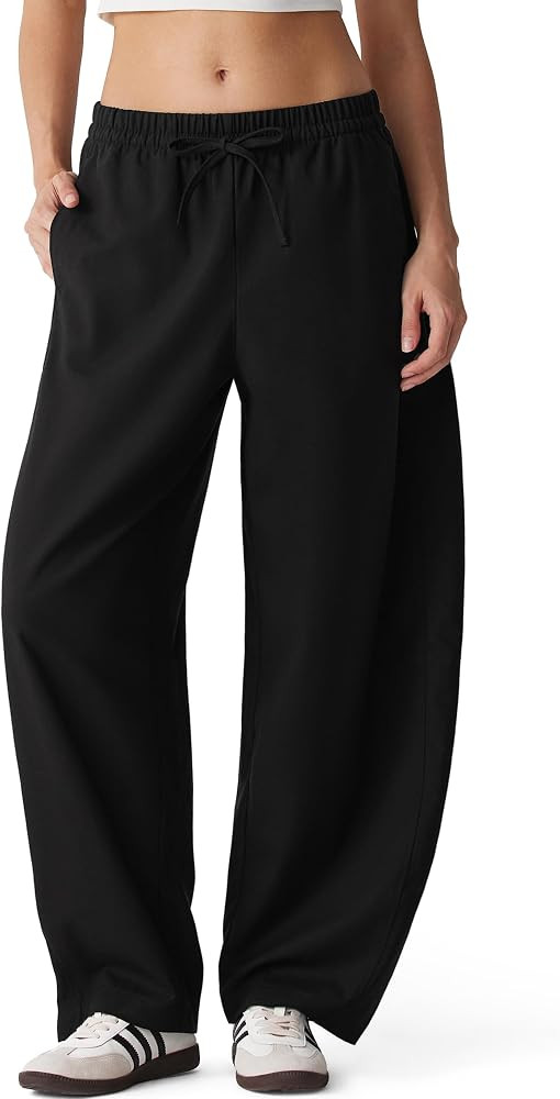MOOSLOVER Women Linen Lightweight Barrel Pants Drawstring Comfort Casual Lounge Pants Baggy Loose... | Amazon (US)