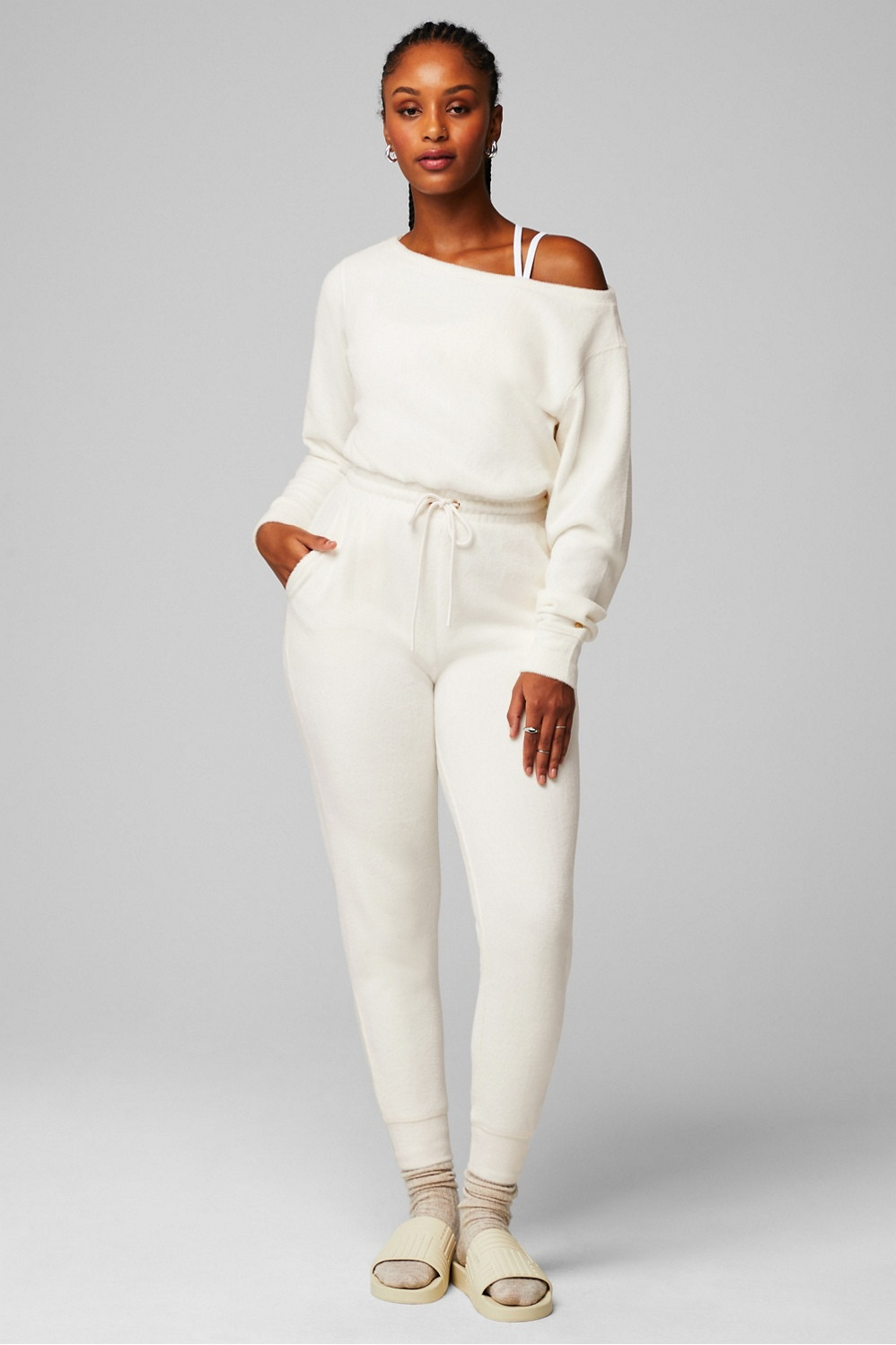 Cozy Cord Off Shoulder Onesie | Fabletics - North America