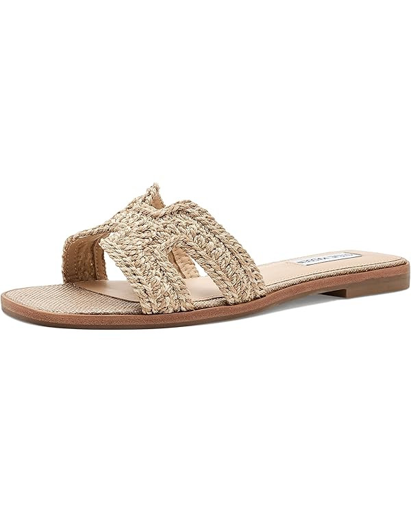 Amazon.com | Steve Madden Women's Hadyn Sandal, White Leather, 8.5 | Flats | Amazon (US)