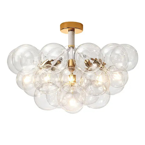 Contemporary Clear Glass Bubble Semi Flush Mount - 6 Lights - White | Bed Bath & Beyond