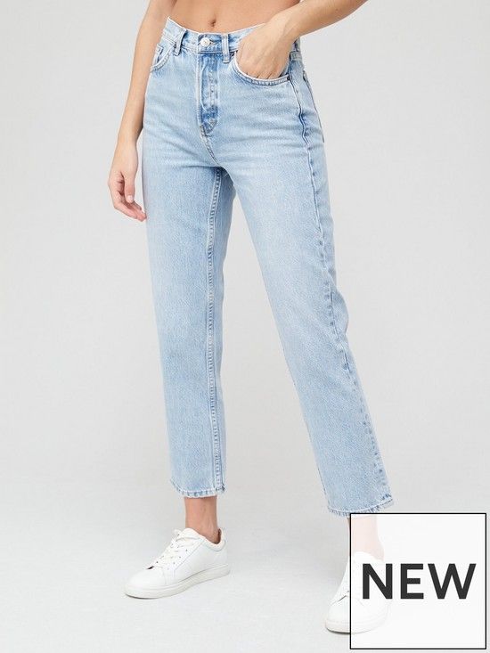 V by Very Premium High Waist Straight Jean - Bleach Wash | Very (UK)