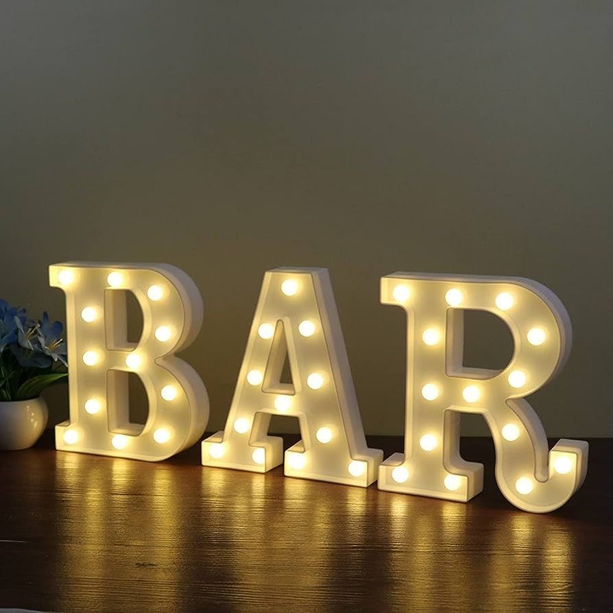 BAR - Illuminated Marquee Pub Bar Sign - Lighted Word Pre-Lit Battery Operated (23.03-in x 8.66-i... | Amazon (US)