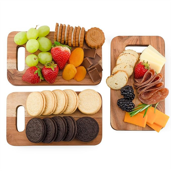 AuldHome Mini Wood Charcuterie Boards (Set of 3); Small Personal-Sized Rectangular Serving Acacia... | Amazon (US)
