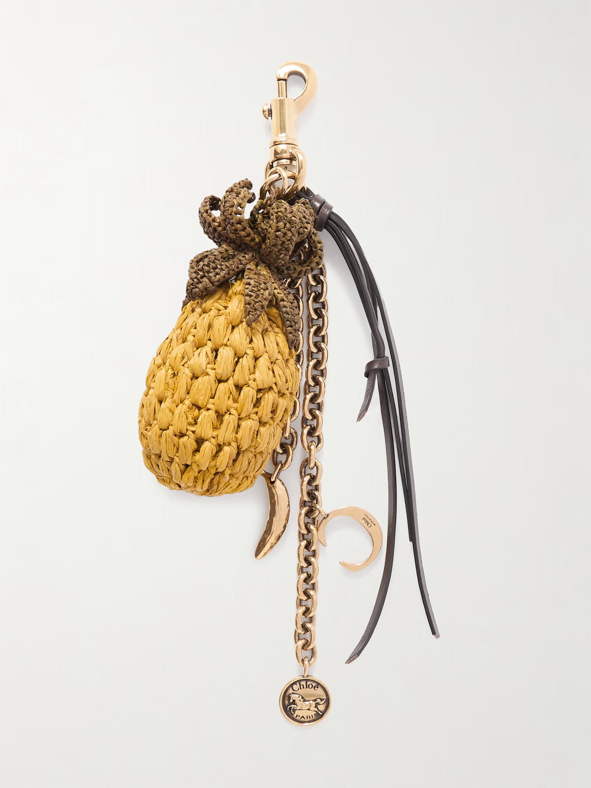 Schlüsselanhänger aus Metall, Raffiabast und Leder | NET-A-PORTER (UK & EU)