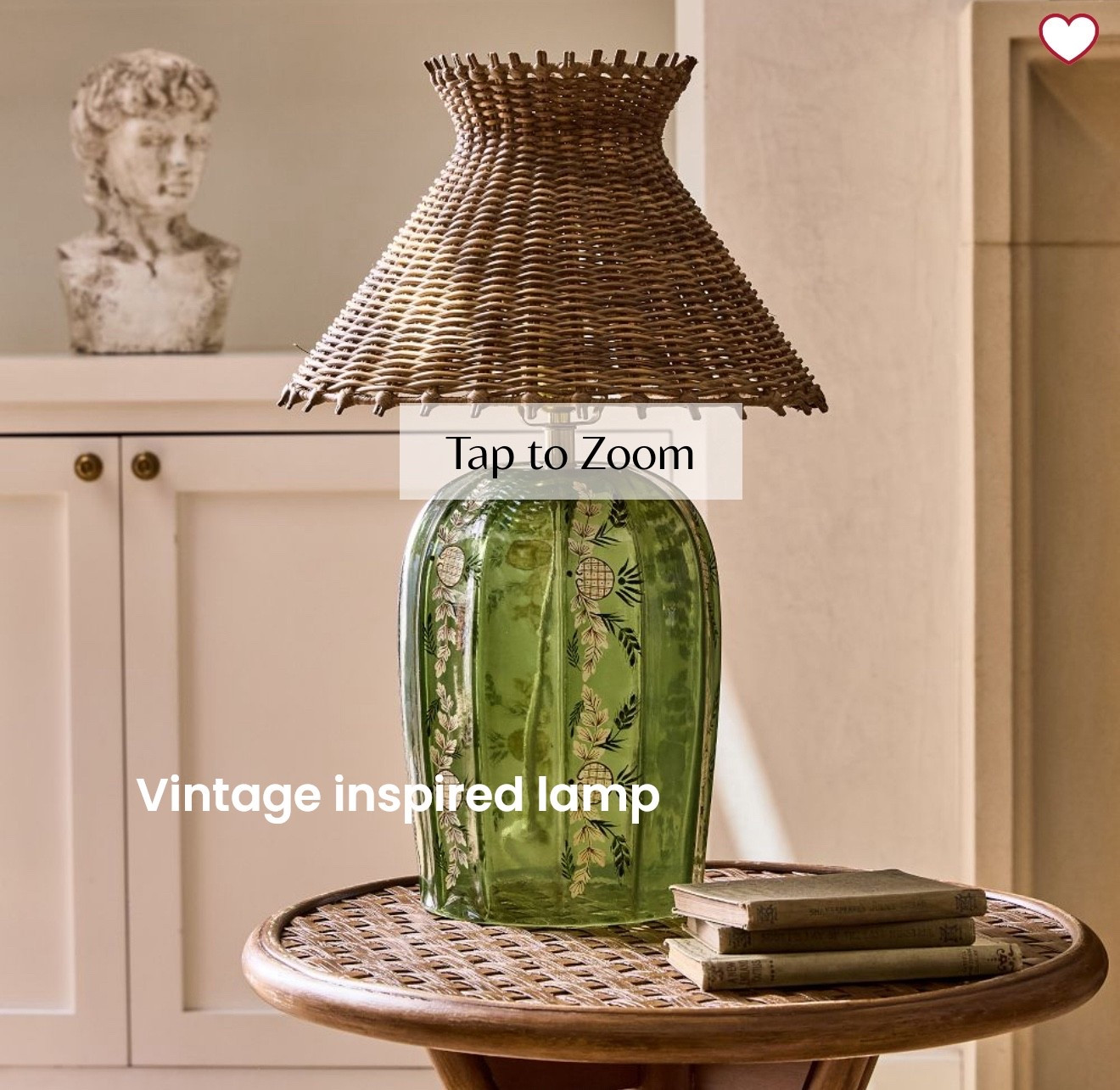 I have loved this lamp for sometime and I just love the vintage look to it.  Texture from the rattan shade and the green glass base that has hand painted details 

#LTKU #LTKHome #LTKGiftGuide