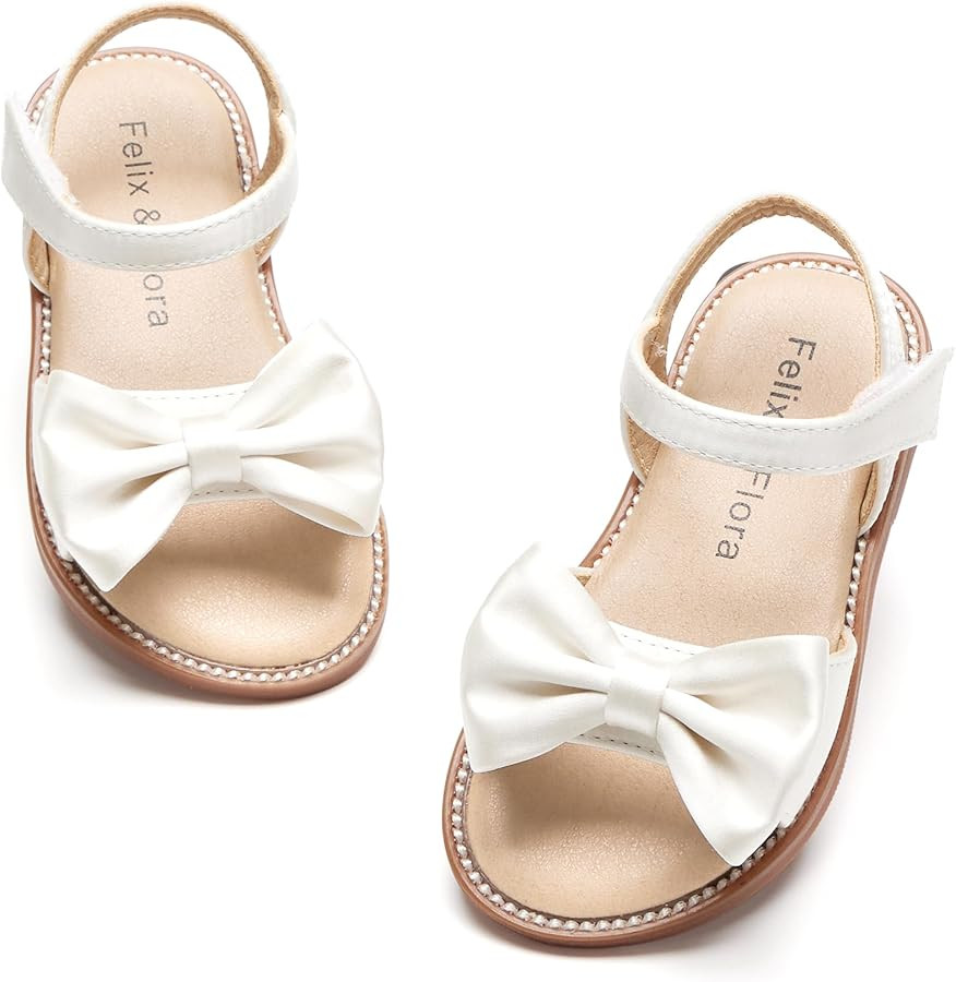Felix & Flora Toddler Girl Little Kid Sandals Open Toe Flower Girl | Amazon (US)