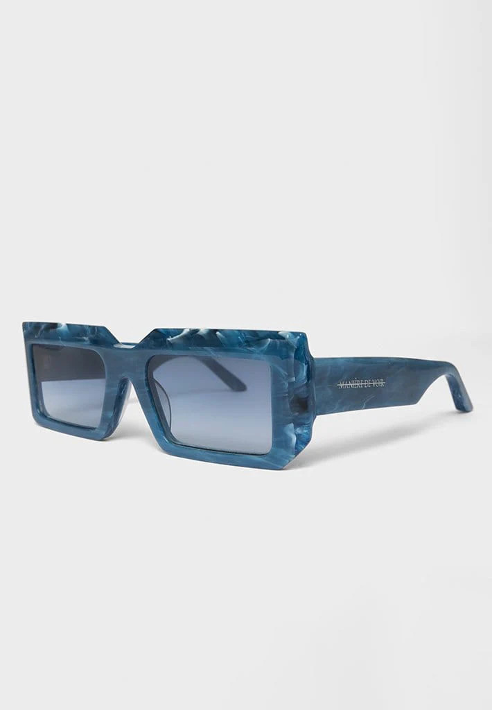 Marble-Effect Rectangular Sunglasses - Dark Blue | Maniere De Voir