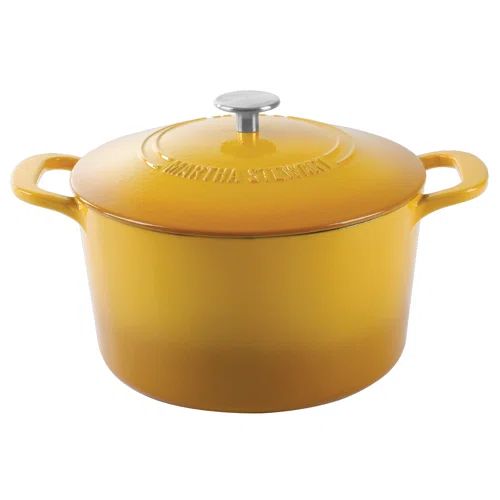 Martha Stewart 7 Quart Enameled Cast Iron Dutch Oven With Lid In Yellow Ombre | Wayfair North America
