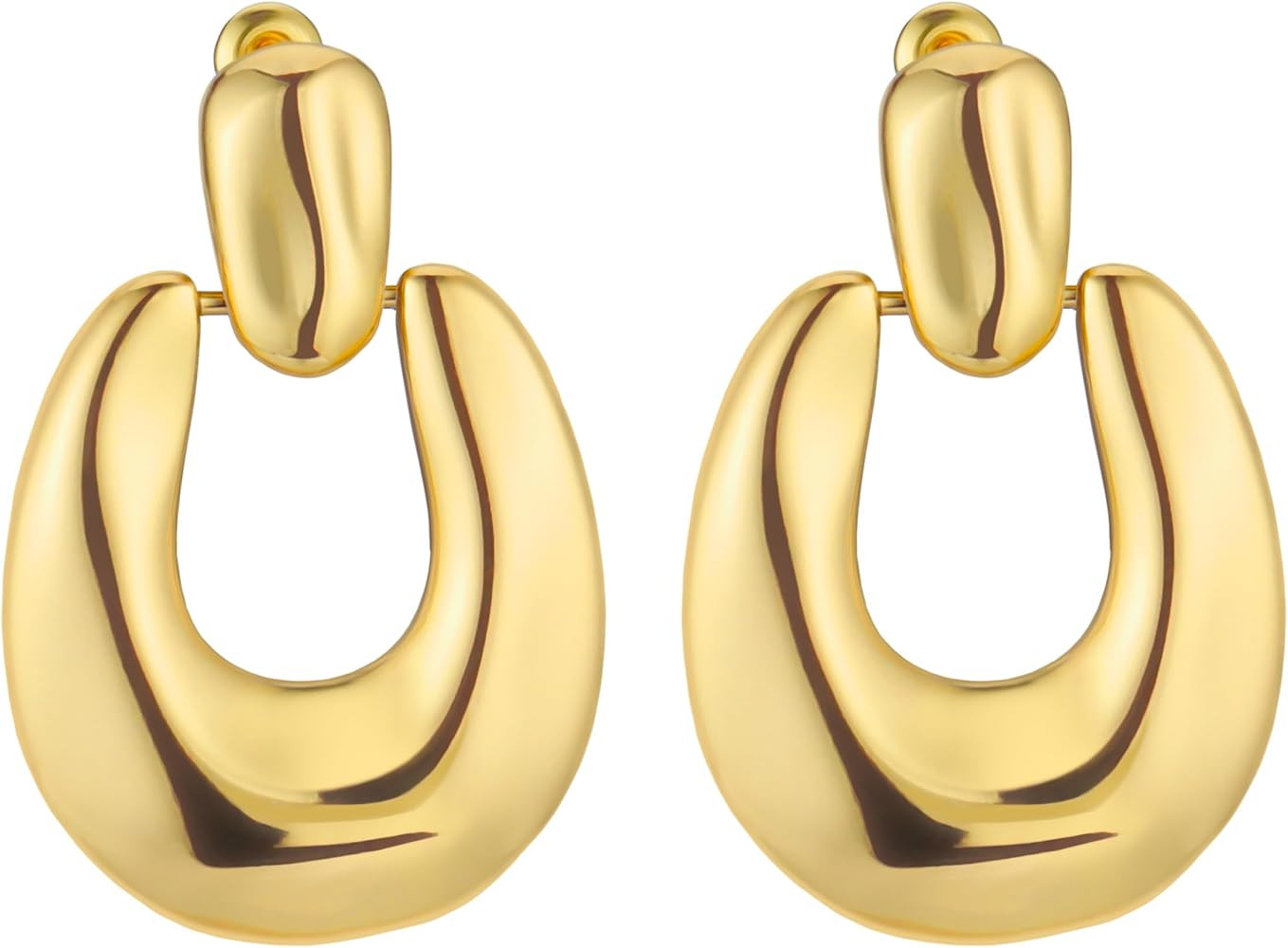 Reoxvo Geometric Drop Dangle Earrings for Women Trendy Lightweight chunky Gold Plated Kont Big Ea... | Amazon (US)