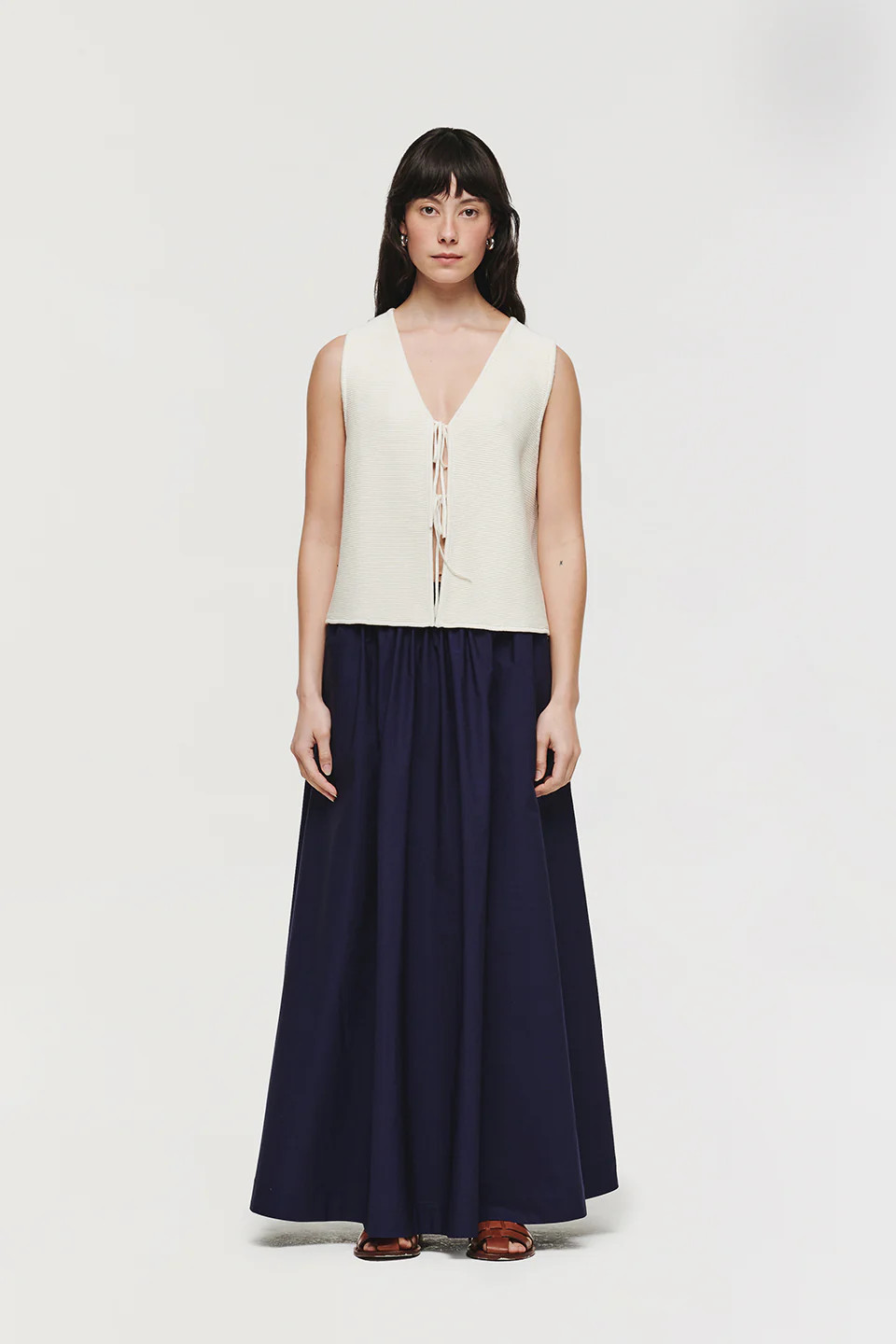 Natalie | Full Length Poplin Skirt in Navy | ALIGNE | ALIGNE USA
