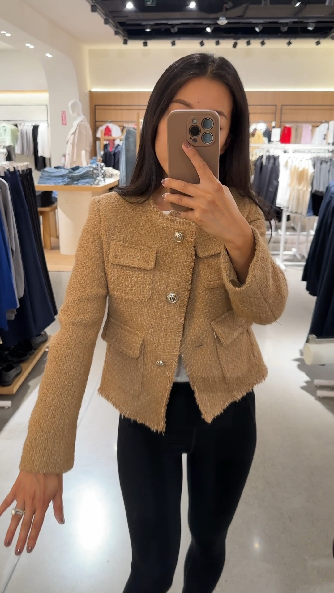 Mango Sale try ons:  tweed jacket trying on xs, starts in xxs online. 

Ignore my leggings here - jackets like this are so cute over a pair of jeans, trousers or skirt. 

Comes in many colors including red , black and cream 

I was really surprised how petite friendly this and some other pieces were!

This one fits a little longer than the cream V neck jacket I tried on in another post. 

Take 30% off $200 + with code EXTRA30

Check my mango LtK folder for other sale try ons  that I’ll be adding soon!

#LTKFallSale #LTKSeasonal