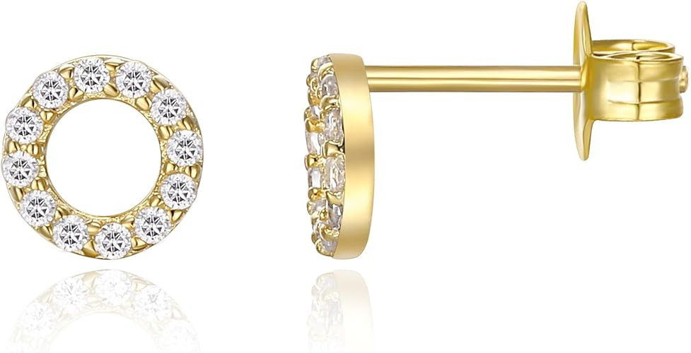 PAVOI 14K Gold Plated 925 Sterling Silver Stud Earrings for Women | Dainty Geometrical Bar Triang... | Amazon (US)