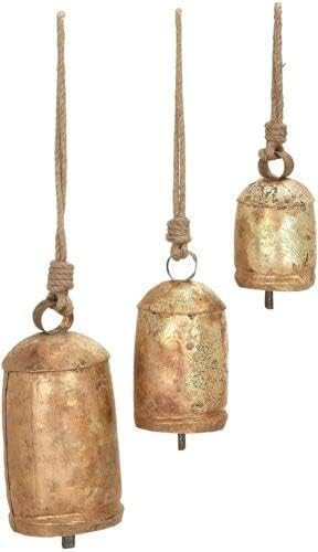Amazon.com - Metal Rustic Brass Gold Large Bell Cow Decor Set of 3 - Rustic Chime Vintage Jingle ... | Amazon (US)