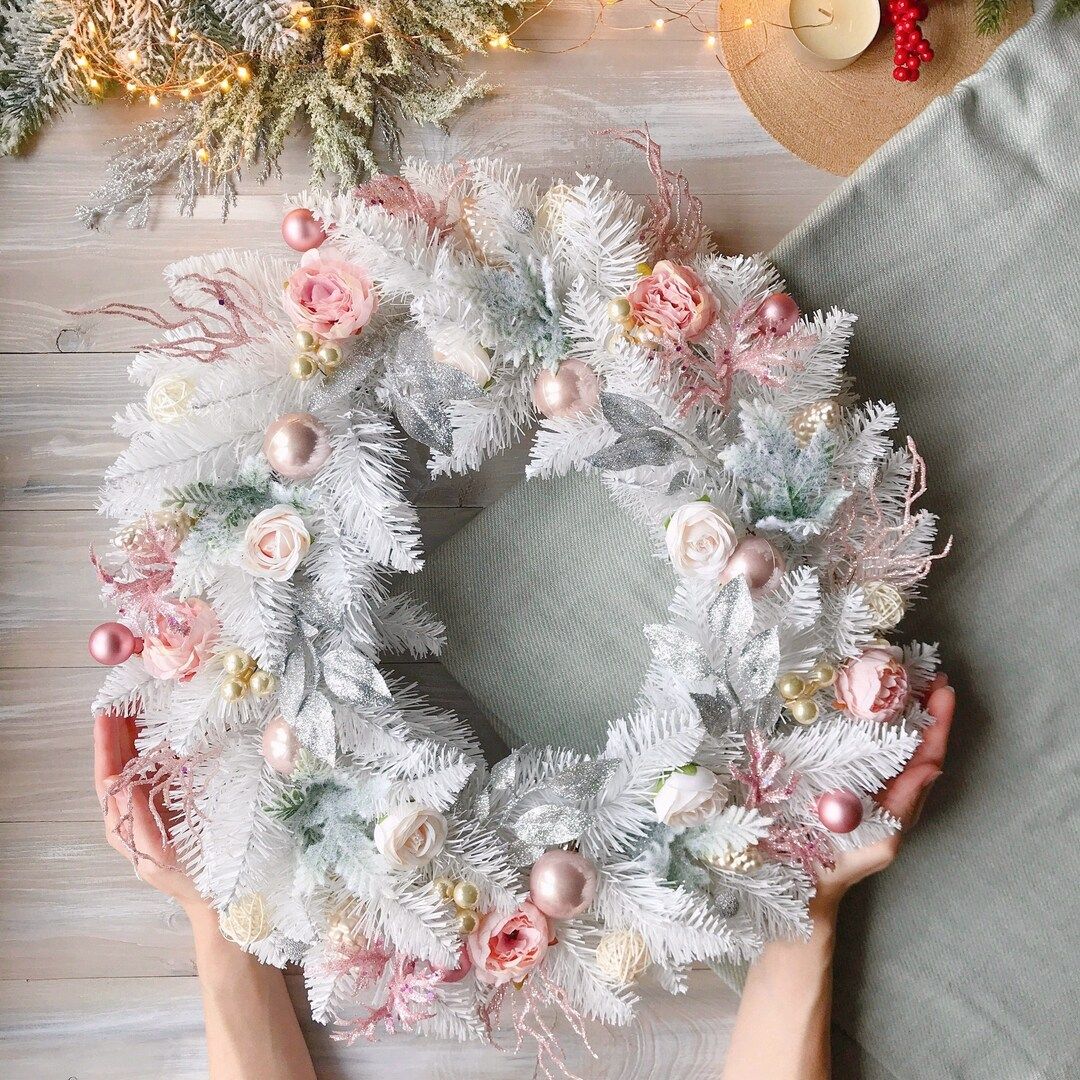 Elegant Christmas Wreath White Christmas Wreath 20 Gold - Etsy | Etsy (US)
