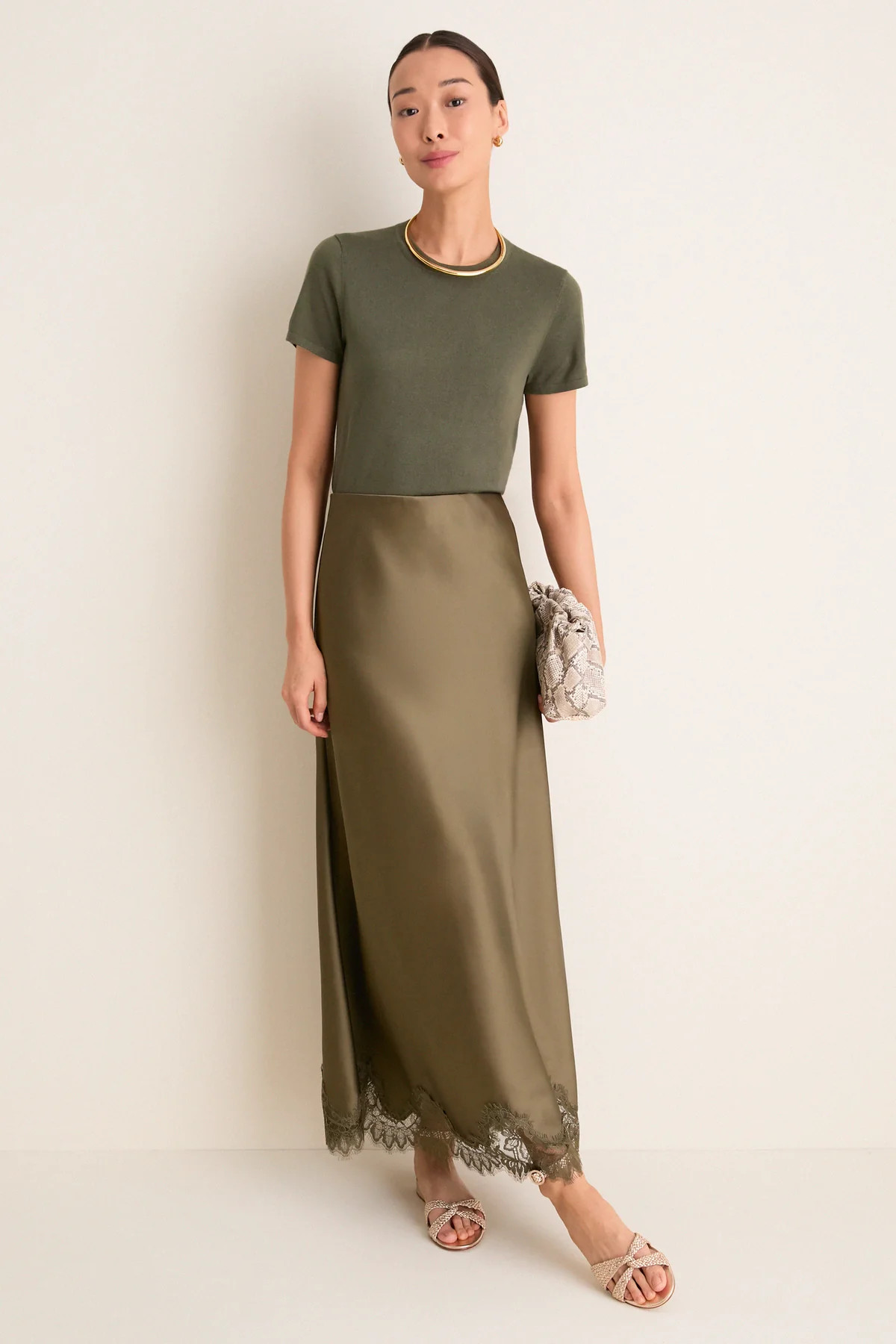 Olive Cashmere Silk Katie Tee | Tuckernuck (US)