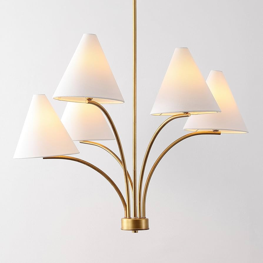 SAFAVIEH Lighting Collection Johanna Antique Brass 5-Light Adjustable Hanging Chandelier Light Fi... | Amazon (US)