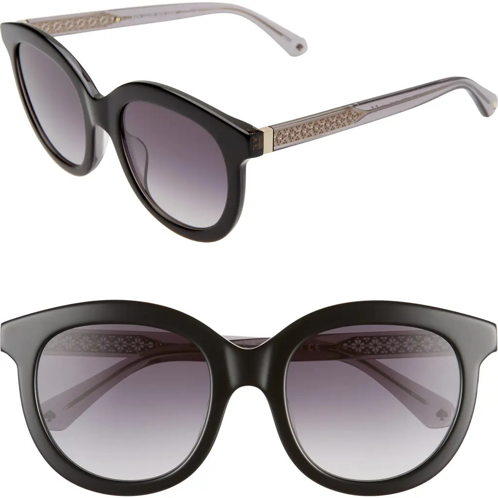 Kate Spade New York lillian 53mm round sunglasses in Black/Dark Grey Sf at Nordstrom Rack | Nordstrom Rack