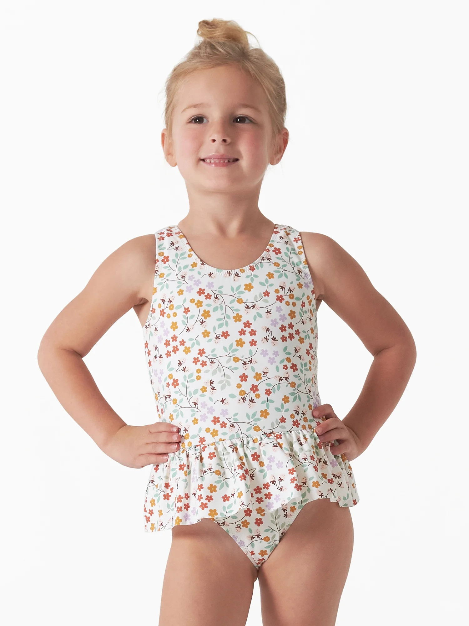 Modern Moments by Gerber Baby and Toddler Girl One-Piece Ruffle Swimsuit with UPF 50+, Sizes 12M-... | Walmart (US)