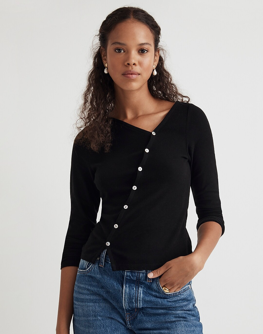 Asymmetrical Button-Front Cardigan | Madewell
