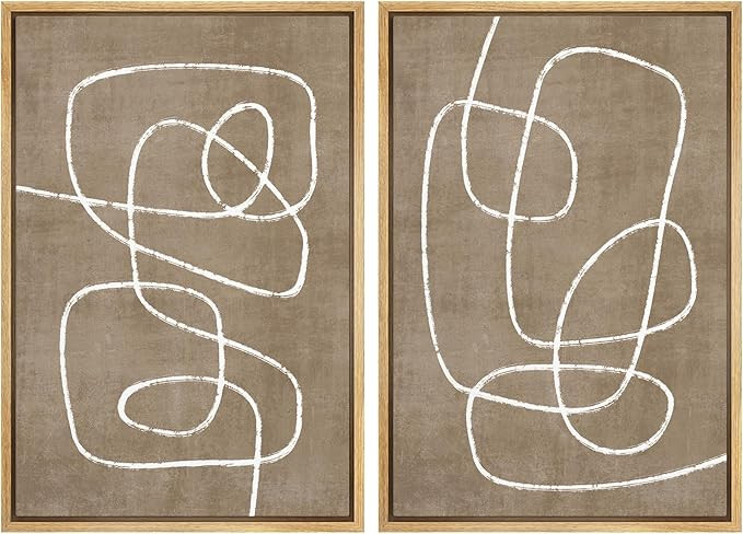 SIGNWIN Framed Canvas Print Wall Art Set Geometric Mid-Century Spiral Collage Abstract Shapes Coz... | Amazon (US)