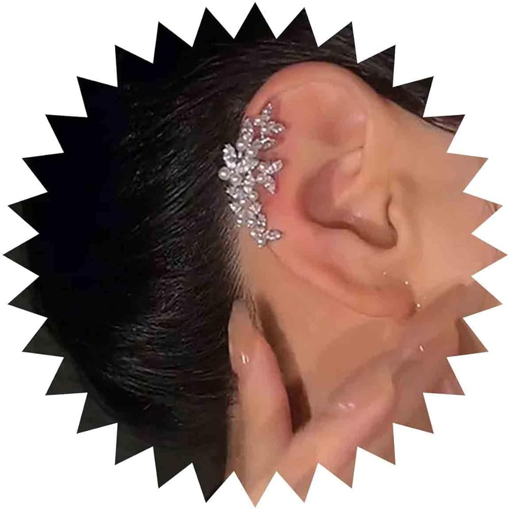 Vintage Cz Pearl Butterfly Cuff Wrap Earrings Silver Crystal Butterfly Ear Cuff Earrings Pearl Ca... | Amazon (US)