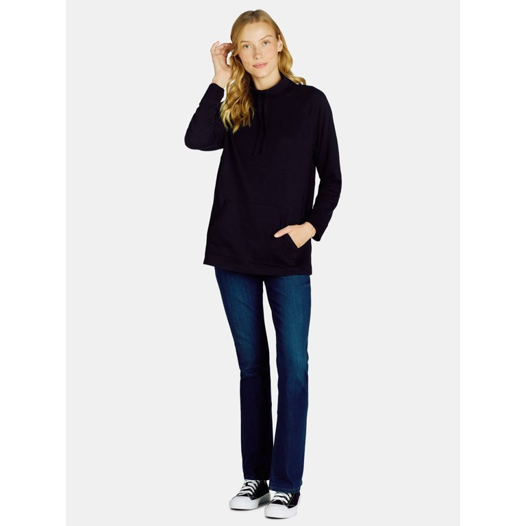 Time and Tru Women's Cowl Neck Tunic Sweatshirt, Sizes S-XXXL | Walmart (US)