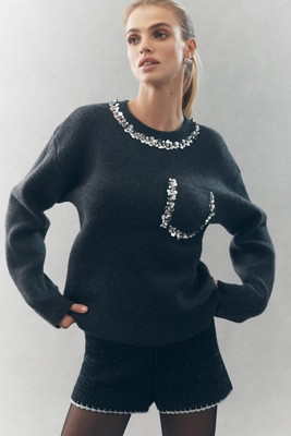 Endless Rose Crew-Neck Embellished Pocket Sweater | Anthropologie (US)