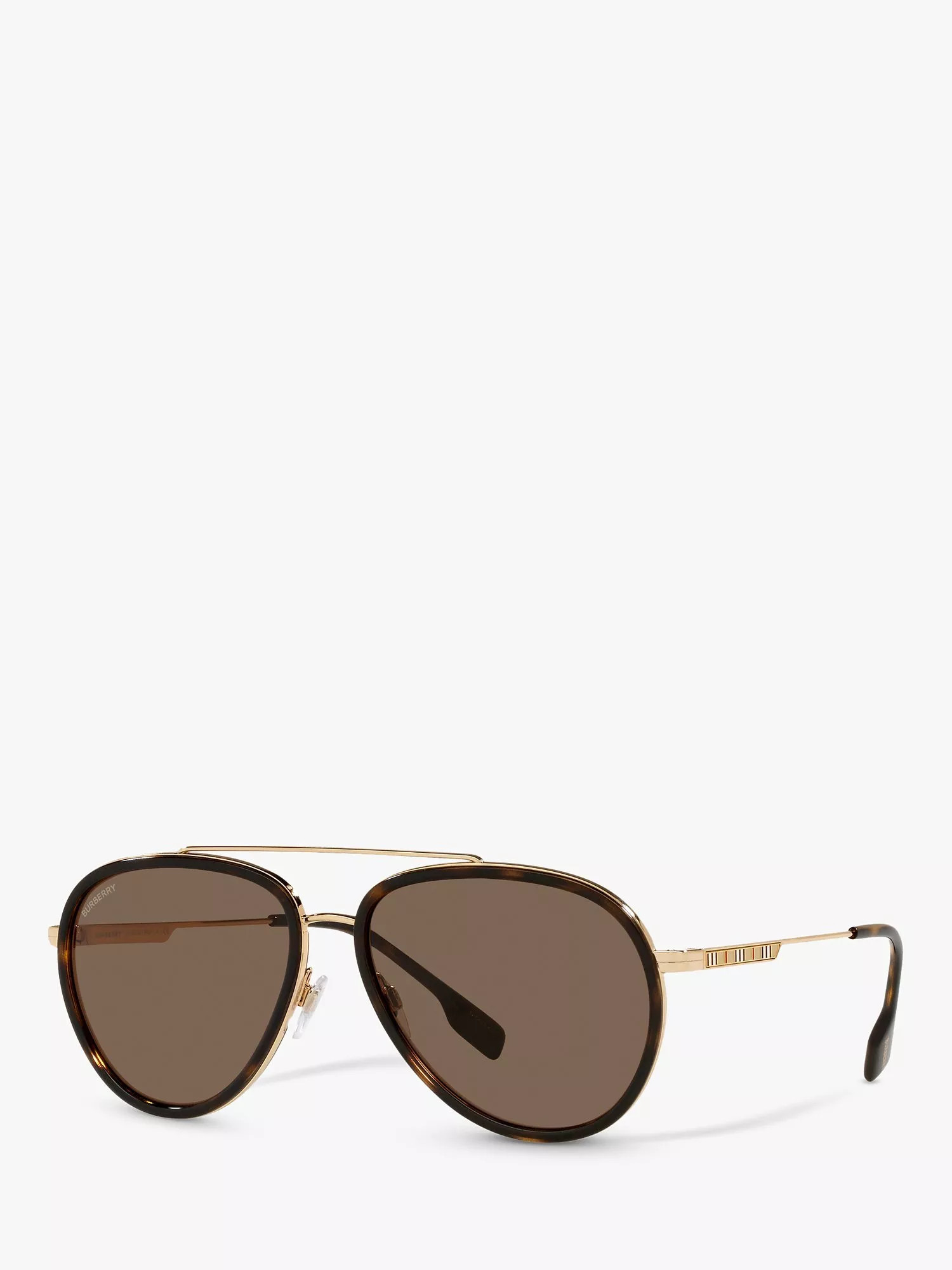 Burberry BE3125 Men's Oliver Aviator Sunglasses, Gold/Brown | John Lewis (UK)