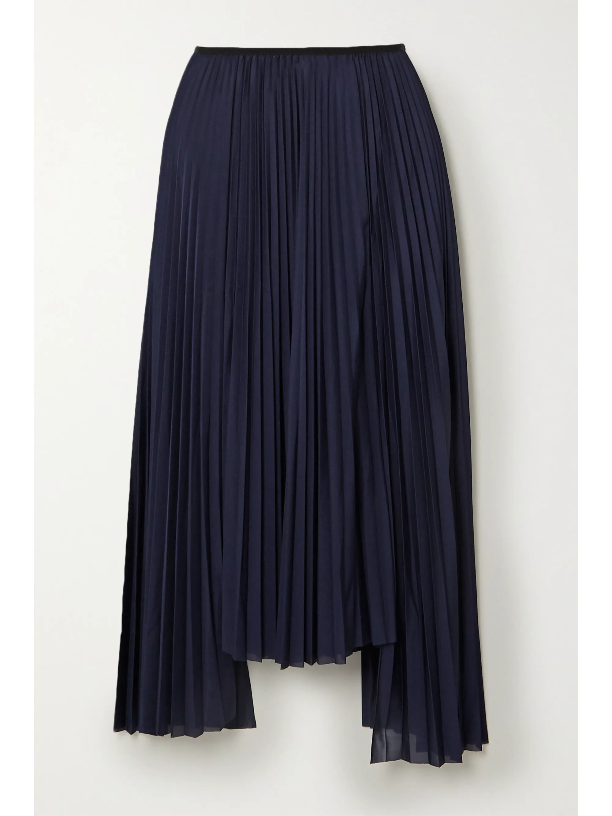 Asymmetric pleated jersey midi skirt | NET-A-PORTER (US)