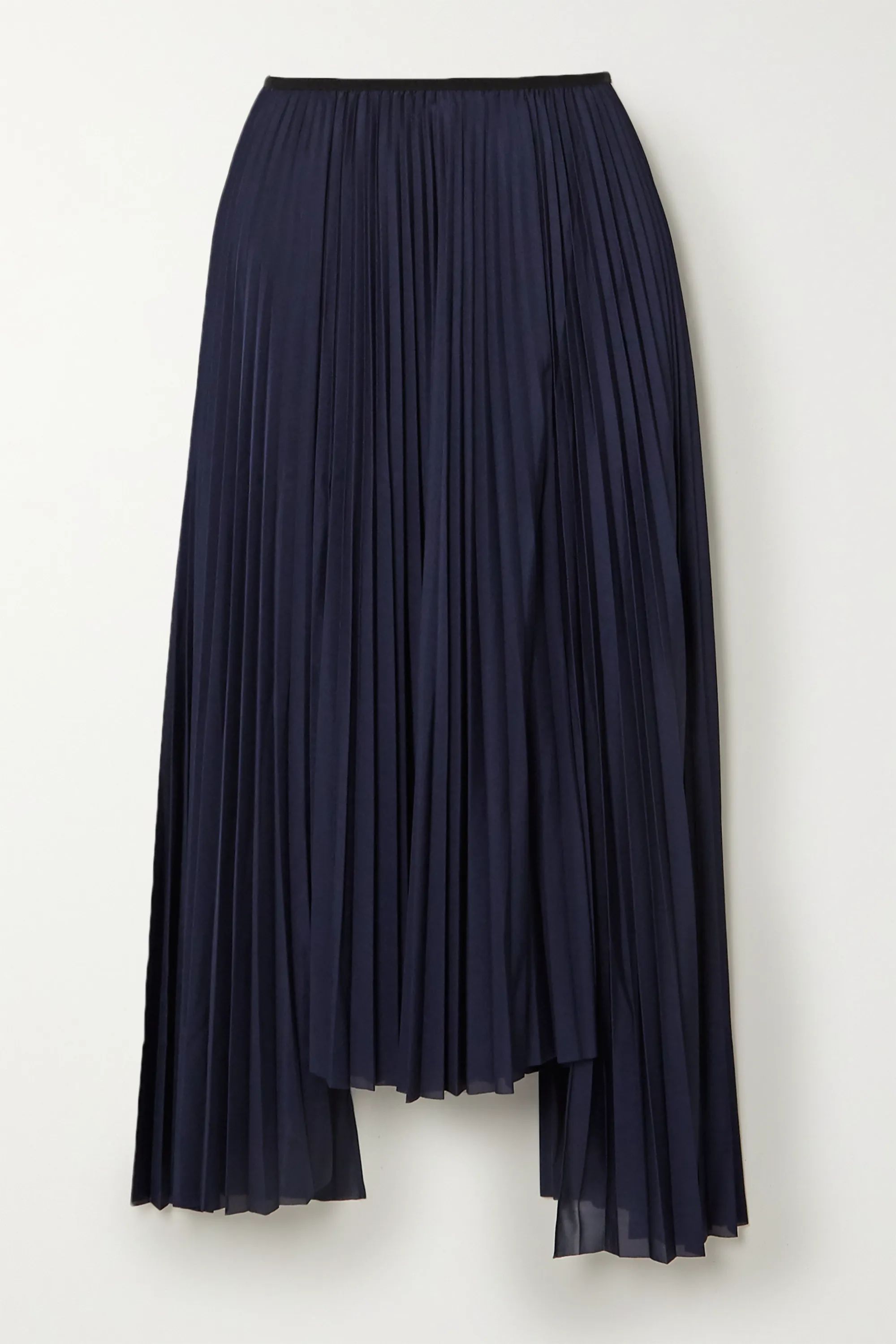 Asymmetric pleated jersey midi skirt | NET-A-PORTER (US)