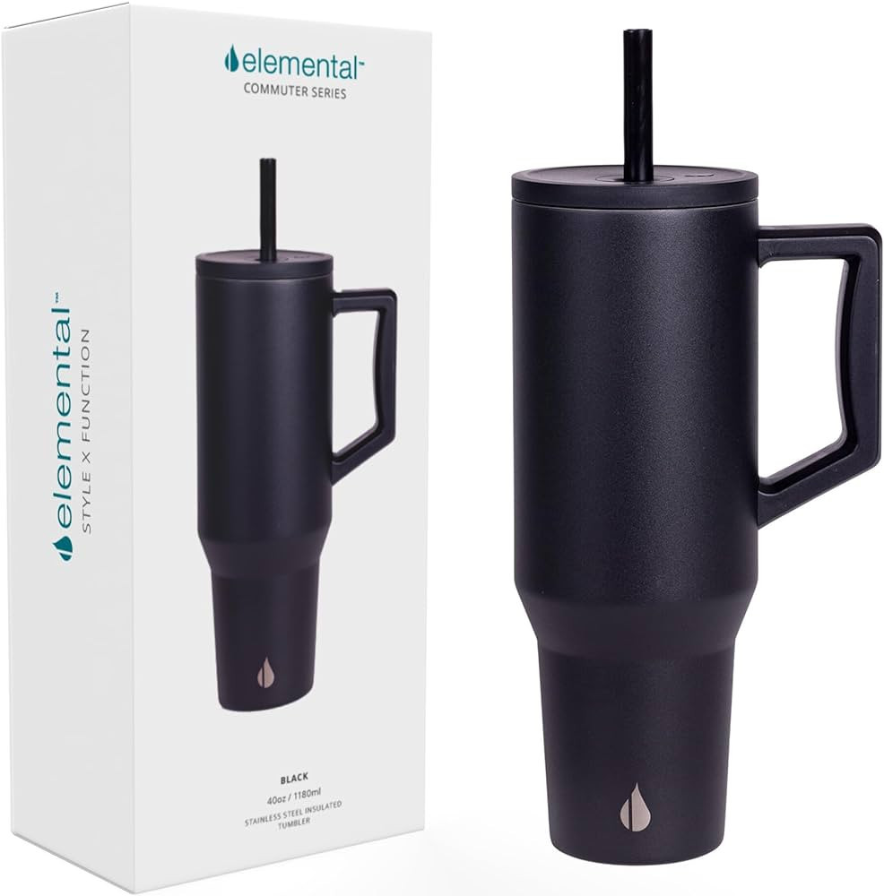 Elemental Commuter 40 oz Tumbler with Handle and Straw Lid | Travel Coffee Mug Spill Resistant | ... | Amazon (US)