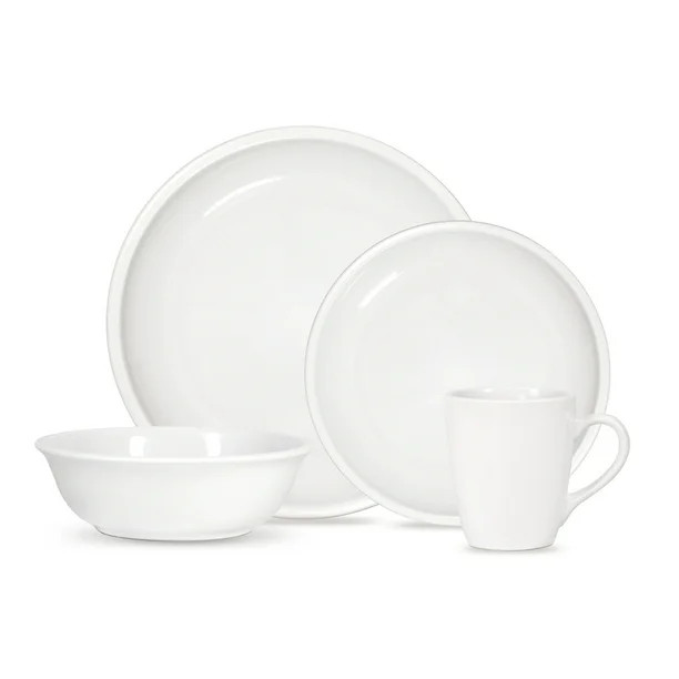 Mainstays Lara 16-Piece Round Stoneware Dinnerware Set, White | Walmart (US)