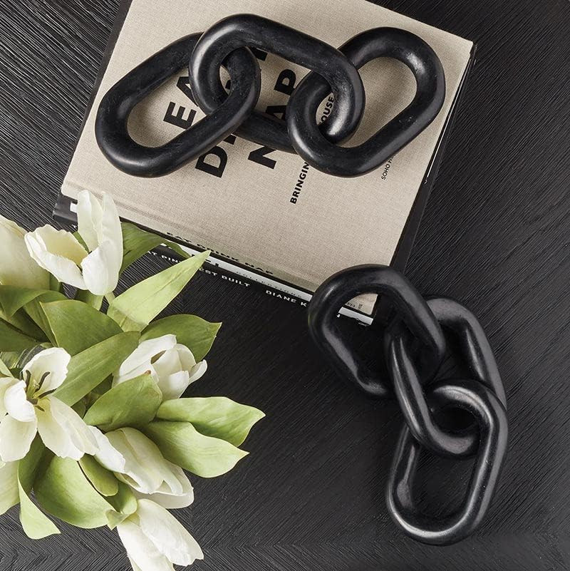 Santa Barbara Design Studio Pure Design-Carved Marble Chain Link Décor, 13 x 4-Inch, Black | Amazon (US)