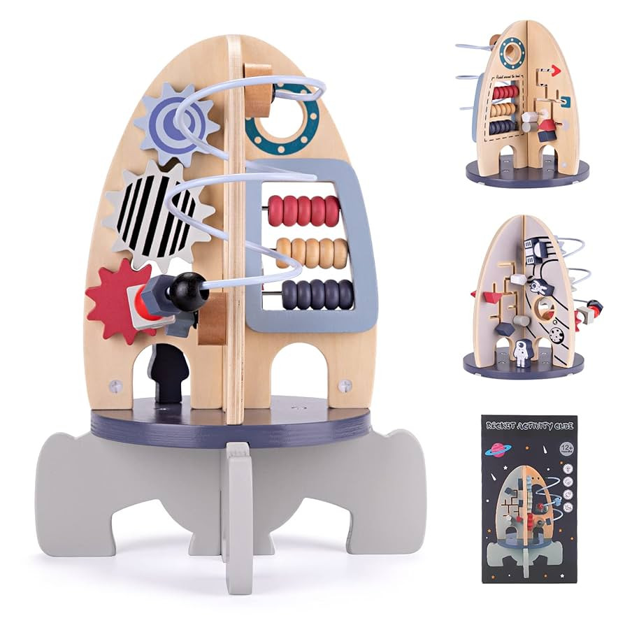 Wdmiya Space Wooden Activity Cube Toys for Baby, Montessoritoys for 1 Year Old Boy & Girl Birthda... | Amazon (US)