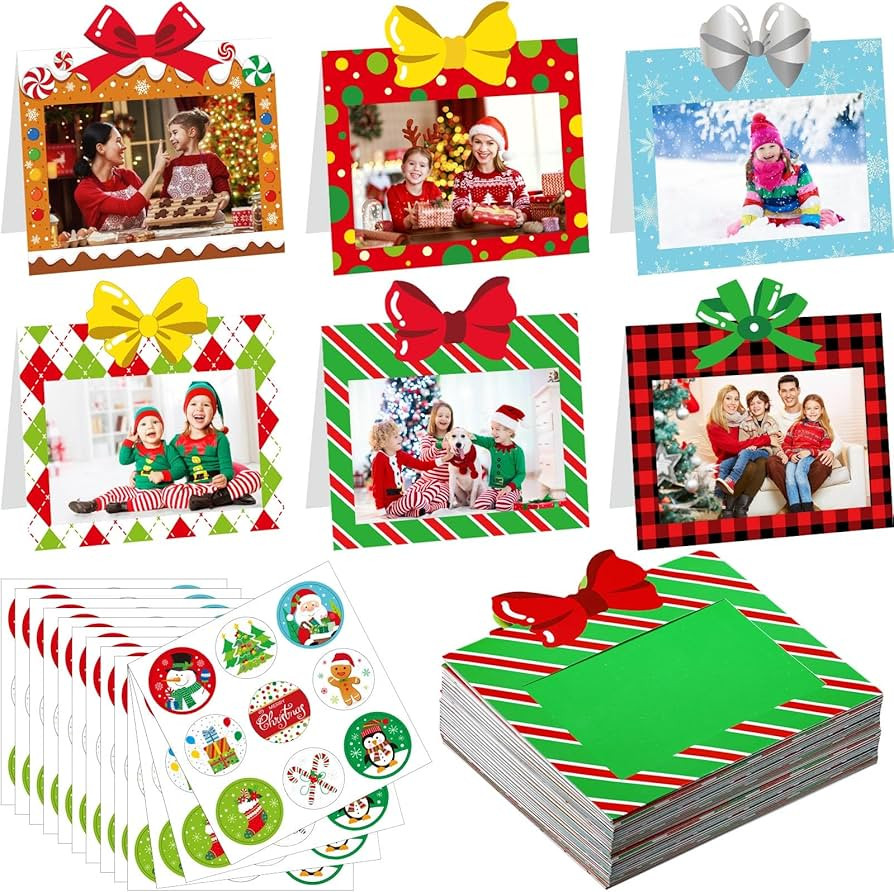 Capoda 48 Sets Christmas Photo Cards with Envelopes Stickers Fits 4 x 6 Photo Insert Holiday Card... | Amazon (US)