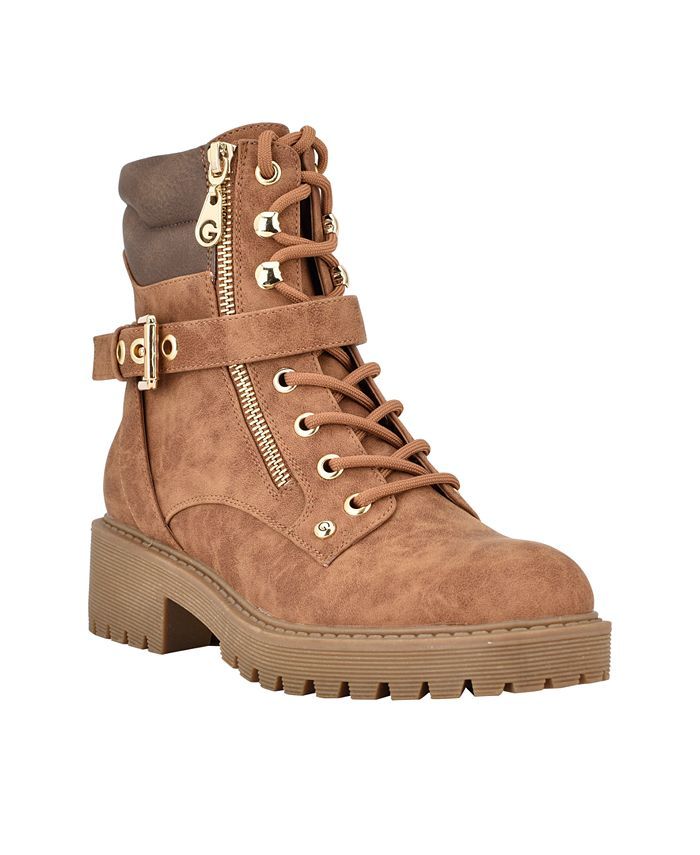 GBG Los Angeles Women's Salma Fashion Lace Up Lug Sole Combat Booties & Reviews - Booties - Shoes... | Macys (US)