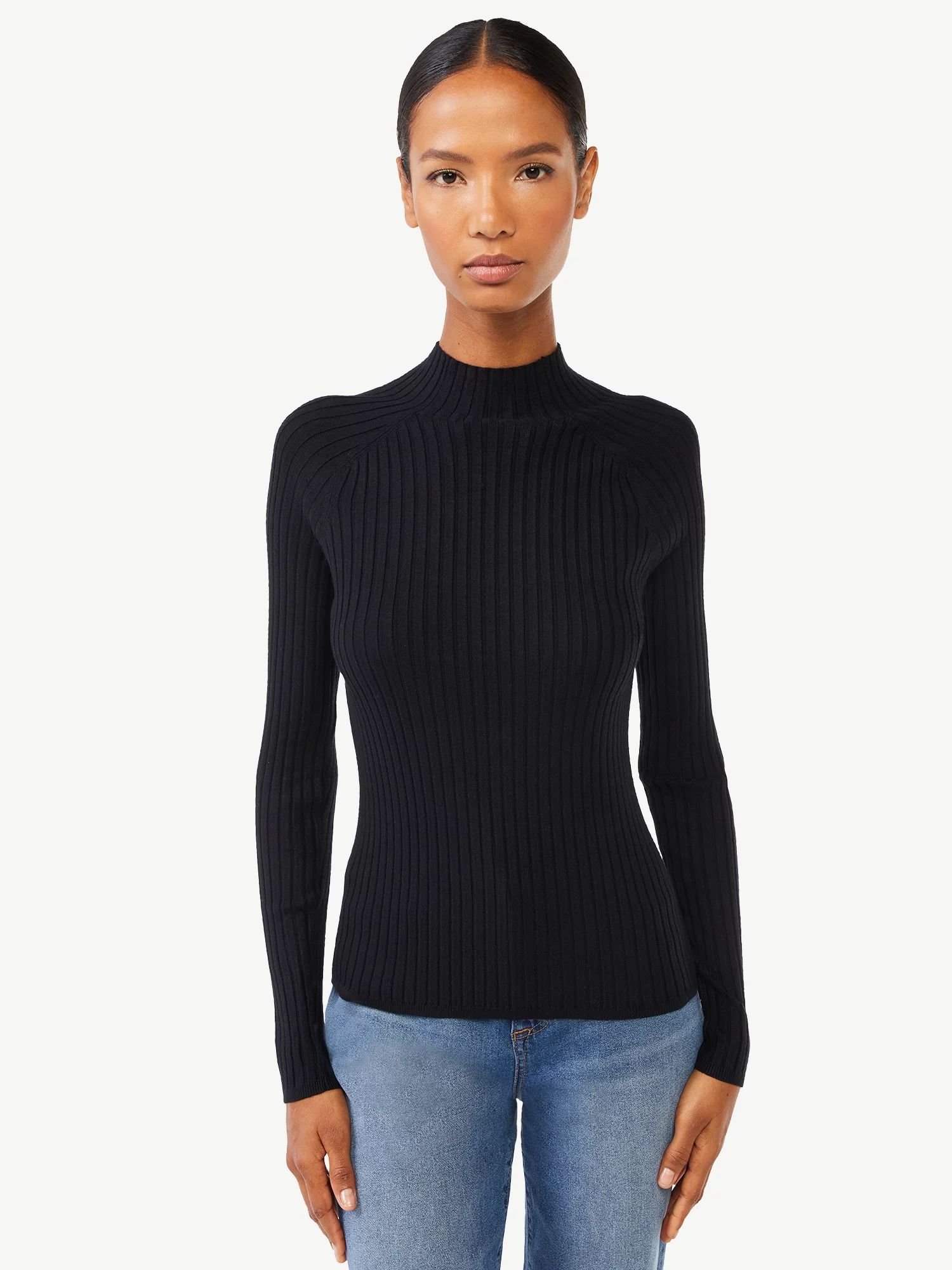 Scoop Women's Flat Rib Turtleneck Sweater - Walmart.com | Walmart (US)